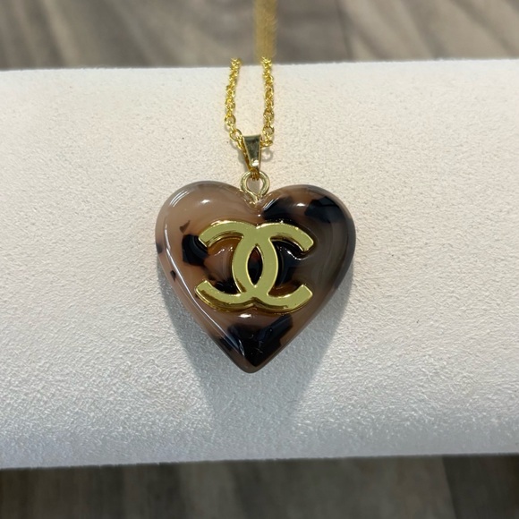 CHANEL Jewelry - Chanel Gold and Brown Heart Necklace
